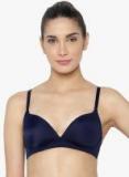 Triumph Navy Blue Solid Non Wired Full T shirt Lightly Padded Bra women