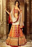 Triveni Sarees Beige Embroidered Lehenga women