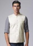 True Blue Beige Nehru Jacket Men