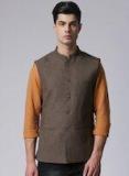 True Blue Brown Nehru Jacket Men