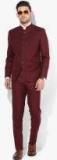 True Blue Maroon Solid Suit Men