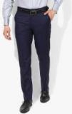 True Blue Navy Blue Solid Slim Fit Formal Trouser Men