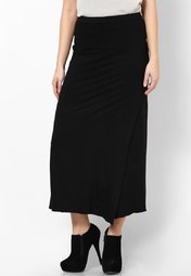 Tshirt Company Solid Black Viscose Pencil Skirt Women