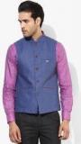 Turtle Blue Solid Waistcoat Men