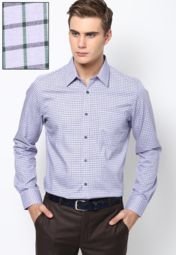 Turtle Checks Navy Blue Slim Formal Shirt Men