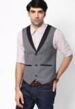 Turtle Grey Solid Waistcoat Men