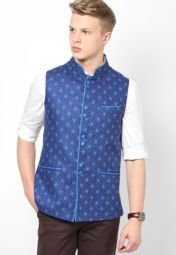 Tuxedo Printed Blue Waistcoat Men