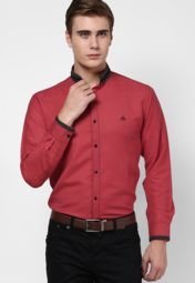 Tuxedo Solid Red Casual Shirt men