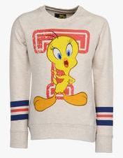 Tweety Grey Milange Sweatshirt Girls