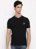 U S Polo Assn Black Printed Mandarin Collar Tshirt men