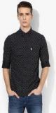 U S Polo Assn Black Printed Regular Fit Casual Shirt Men