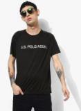 U S Polo Assn Black Printed Regular Fit Round Neck T Shirt men