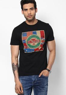 U S Polo Assn Black Round Neck T Shirt men