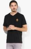 U S Polo Assn Black Solid Regular Fit V Neck T Shirt Men