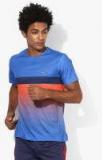 U S Polo Assn Blue & Orange Colourblocked Round Neck T Shirt Men