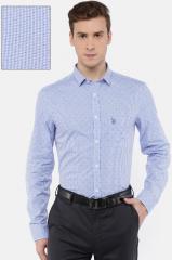 U S Polo Assn Blue Checked Slim Fit Formal Shirt men