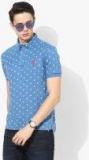 U S Polo Assn Blue Printed Polo Collar T Shirt Men