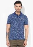 U S Polo Assn Blue Printed Regular Fit Polo T Shirt Men