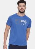 U S Polo Assn Blue Printed Regular Fit Round Neck T Shirt men