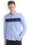 U S Polo Assn Blue Regular Fit Colourblocked Casual Shirt Men