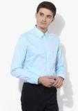 U S Polo Assn Blue Self Design Regular Fit Formal Shirt Men