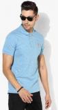 U S Polo Assn Blue Solid Slim Fit Polo T Shirt Men