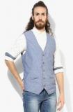 U S Polo Assn Blue Solid Waistcoat Men