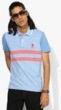 U S Polo Assn Blue Striped Polo Collar T Shirt men