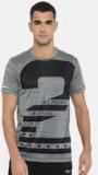 U S Polo Assn Charcoal Grey & Black Printed Round Neck T Shirt Men