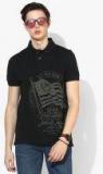 U S Polo Assn Denim Co Black Printed Polo Collar T shirt men