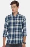 U S Polo Assn Denim Co Blue & White Slim Fit Checked Casual Shirt men