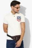 U S Polo Assn Denim Co Cream Printed Polo Collar T Shirt Men