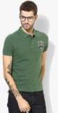 U S Polo Assn Denim Co Green Self Design Polo Collar T Shirt men