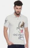 U S Polo Assn Denim Co Grey Melange Printed Regular Fit Polo T shirt men