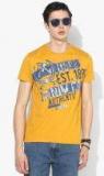 U S Polo Assn Denim Co Mustard Printed Round Neck Tshirt Men