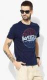 U S Polo Assn Denim Co Navy Blue Printed Regular Fit Round Neck T Shirt men