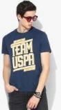 U S Polo Assn Denim Co Navy Blue Printed Round Neck T Shirt Men