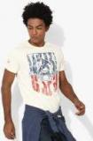 U S Polo Assn Denim Co Off White Printed Regular Fit Round Neck T Shirt men