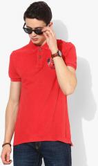 U S Polo Assn Denim Co Red Solid Polo Collar T Shirt men