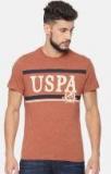 U S Polo Assn Denim Co Rust Orange Printed Round Neck T Shirt Men