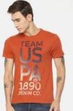 U S Polo Assn Denim Co Rust Orange Solid Round Neck T Shirt Men