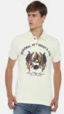 U S Polo Assn Denim Co U.S. Polo Assn. Denim Co. Men Cream Coloured Printed Polo Collar T shirt men