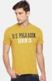 U S Polo Assn Denim Co U.S. Polo Assn. Denim Co. Men Mustard Printed Round Neck T Shirt Men