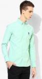 U S Polo Assn Green Solid Regular Fit Casual Shirt Men