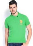 U S Polo Assn Green Solid Regular Fit Polo T shirt men