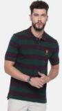 U S Polo Assn Green Striped Polo Collar Tshirt Men