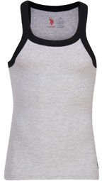 U S Polo Assn Grey Melange Square Neck Vest Men