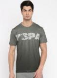 U S Polo Assn Grey Printed Round Neck T Shirt Men