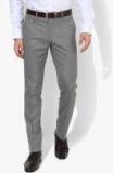 U S Polo Assn Grey Solid Slim Fit Formal Trouser Men