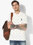 U S Polo Assn Ivory White Printed Regular Fit Polo T Shirt Men